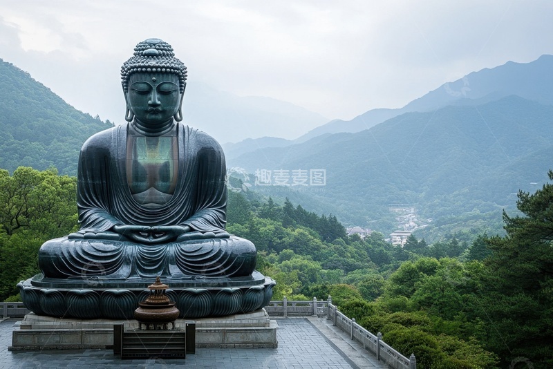 高清大图下载【趣麦麦图】大山上的石头佛像雕塑