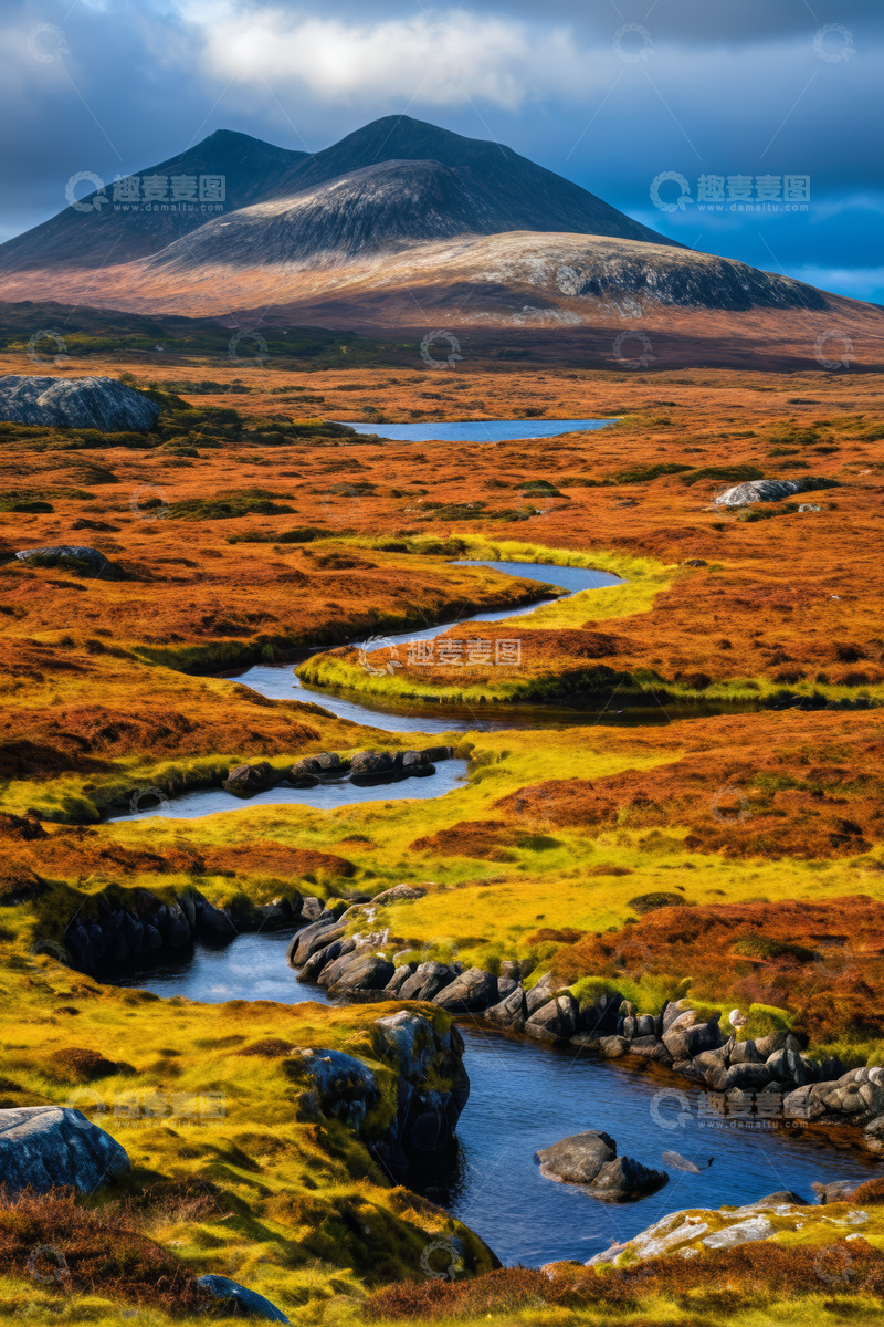 高清大图下载【趣麦麦图】山间草地蜿蜒河流风景