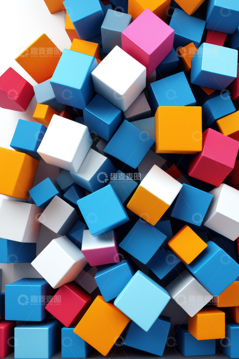 高清大图下载【趣麦麦图】彩色立方体堆叠抽象画面