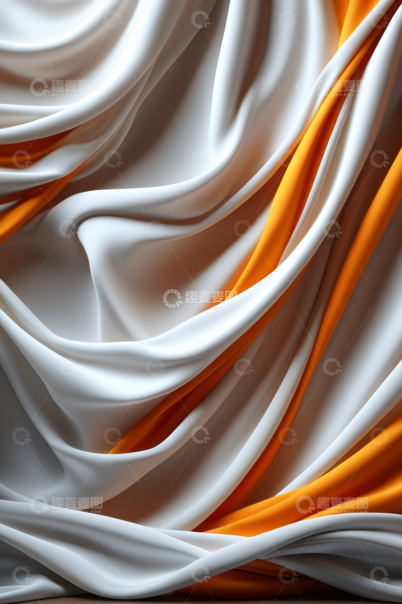 高清大图下载【趣麦麦图】白色橙色交织丝绸纹理画面