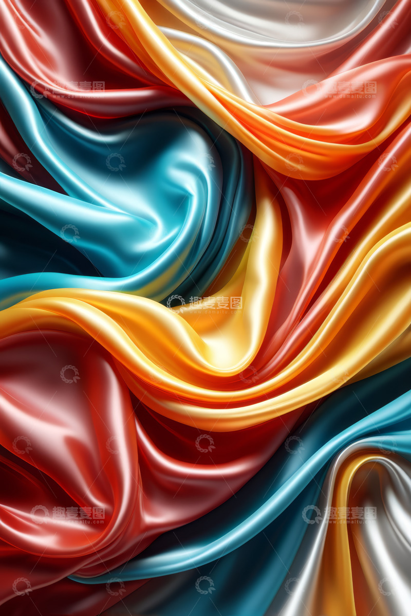 高清大图下载【趣麦麦图】多彩丝绸波浪纹理背景