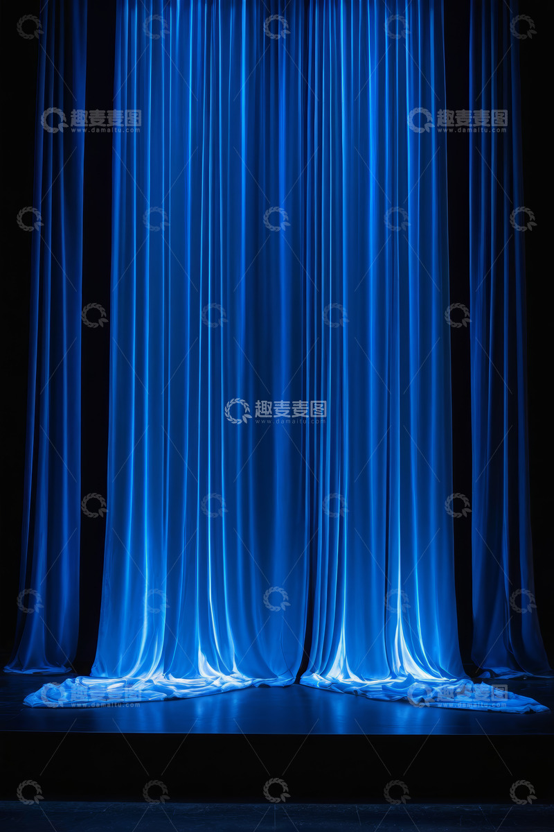 高清大图下载【趣麦麦图】蓝色舞台幕布背景素材