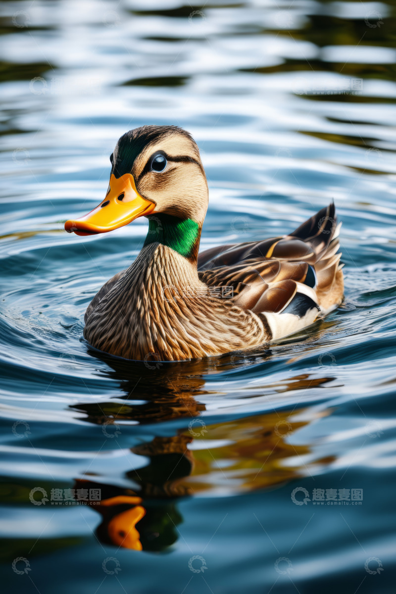 高清大图下载【趣麦麦图】水中游动的鸭子特写