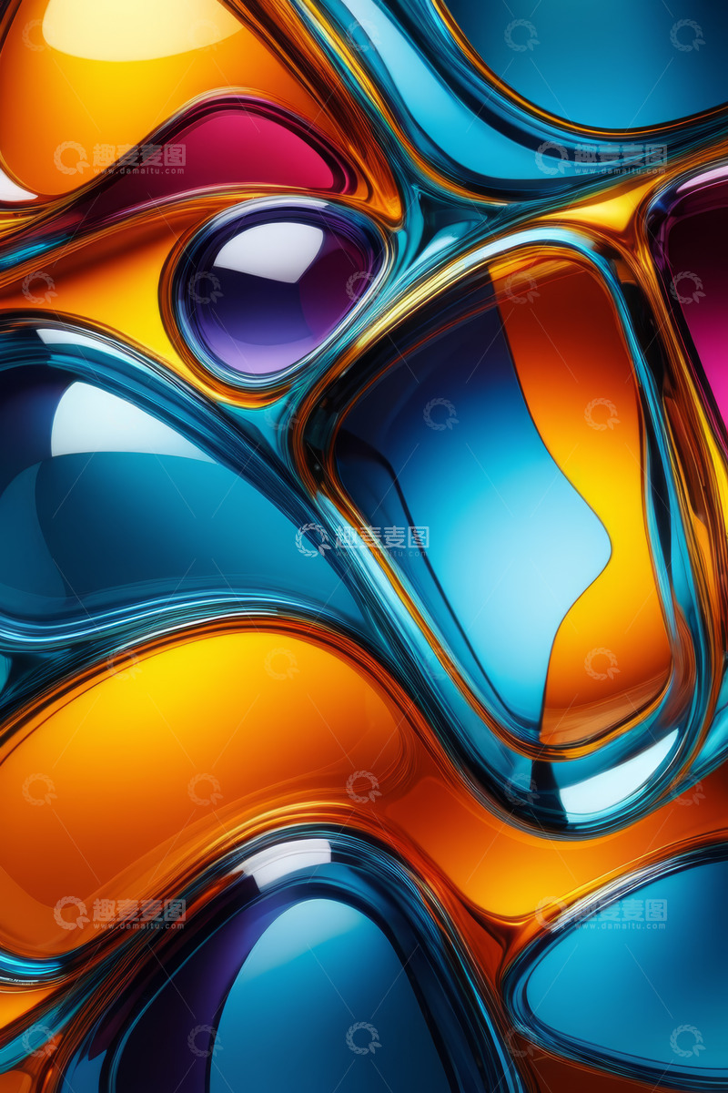 高清大图下载【趣麦麦图】抽象彩色液体背景图案