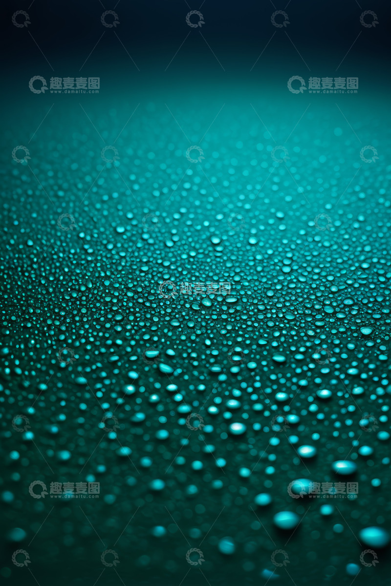 高清大图下载【趣麦麦图】蓝色背景上的水滴特写