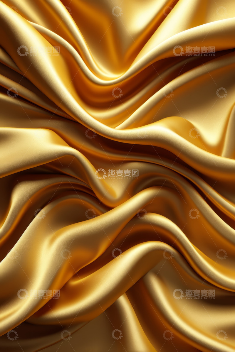 高清大图下载【趣麦麦图】金色丝绸流动质感背景