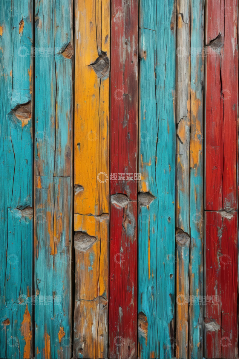 高清大图下载【趣麦麦图】彩色老旧木板纹理背景