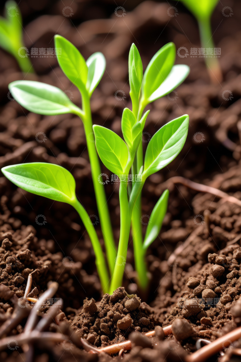 高清大图下载【趣麦麦图】土壤中生长的嫩绿植物