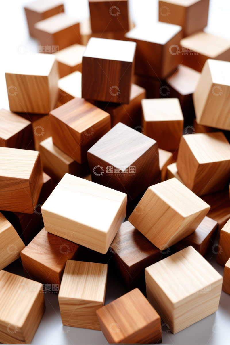 高清大图下载【趣麦麦图】堆叠的木质立方体素材