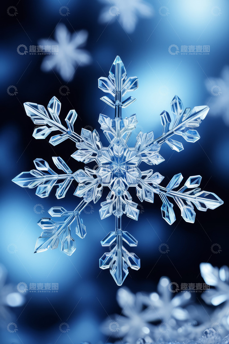 微距特写晶莹雪花