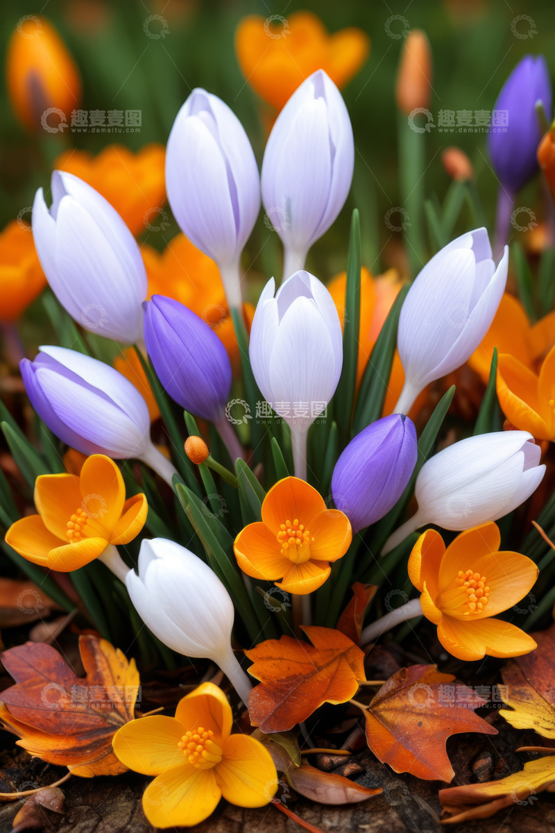 高清大图下载【趣麦麦图】多彩番红花特写