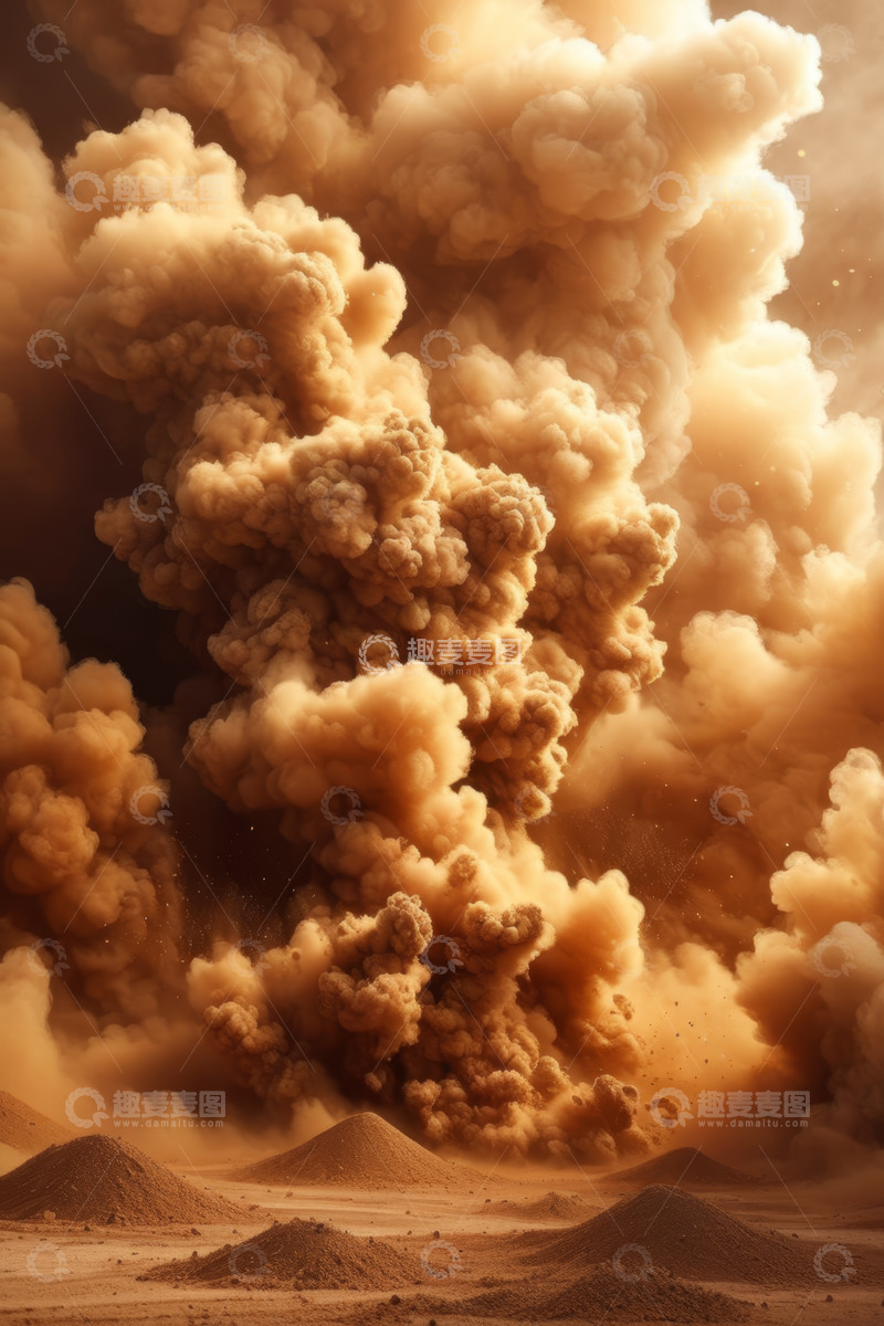 高清大图下载【趣麦麦图】沙漠中沙尘爆发场景