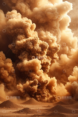 沙漠中沙尘爆发场景