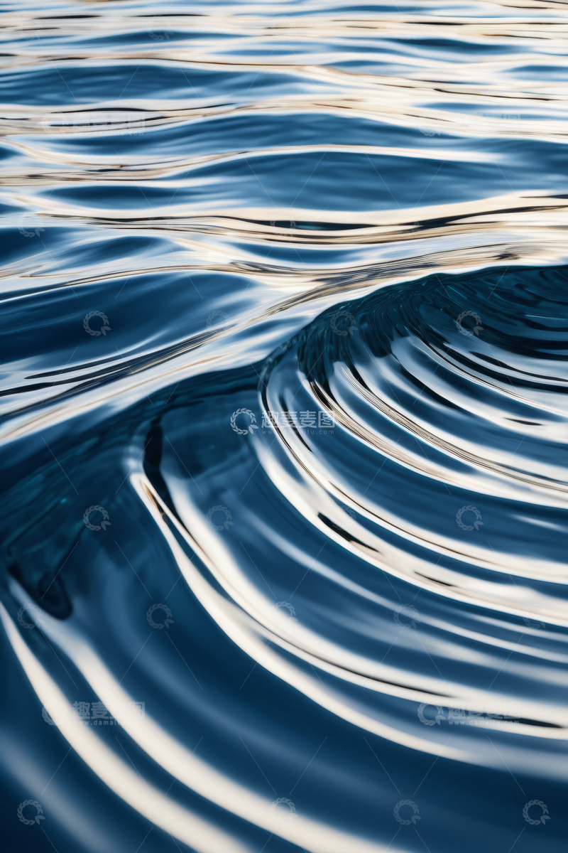 高清大图下载【趣麦麦图】蓝色水面波纹特写