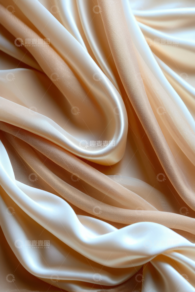 高清大图下载【趣麦麦图】米色丝绸织物纹理特写
