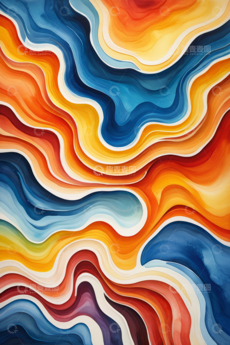 高清大图下载【趣麦麦图】多彩波浪抽象艺术背景