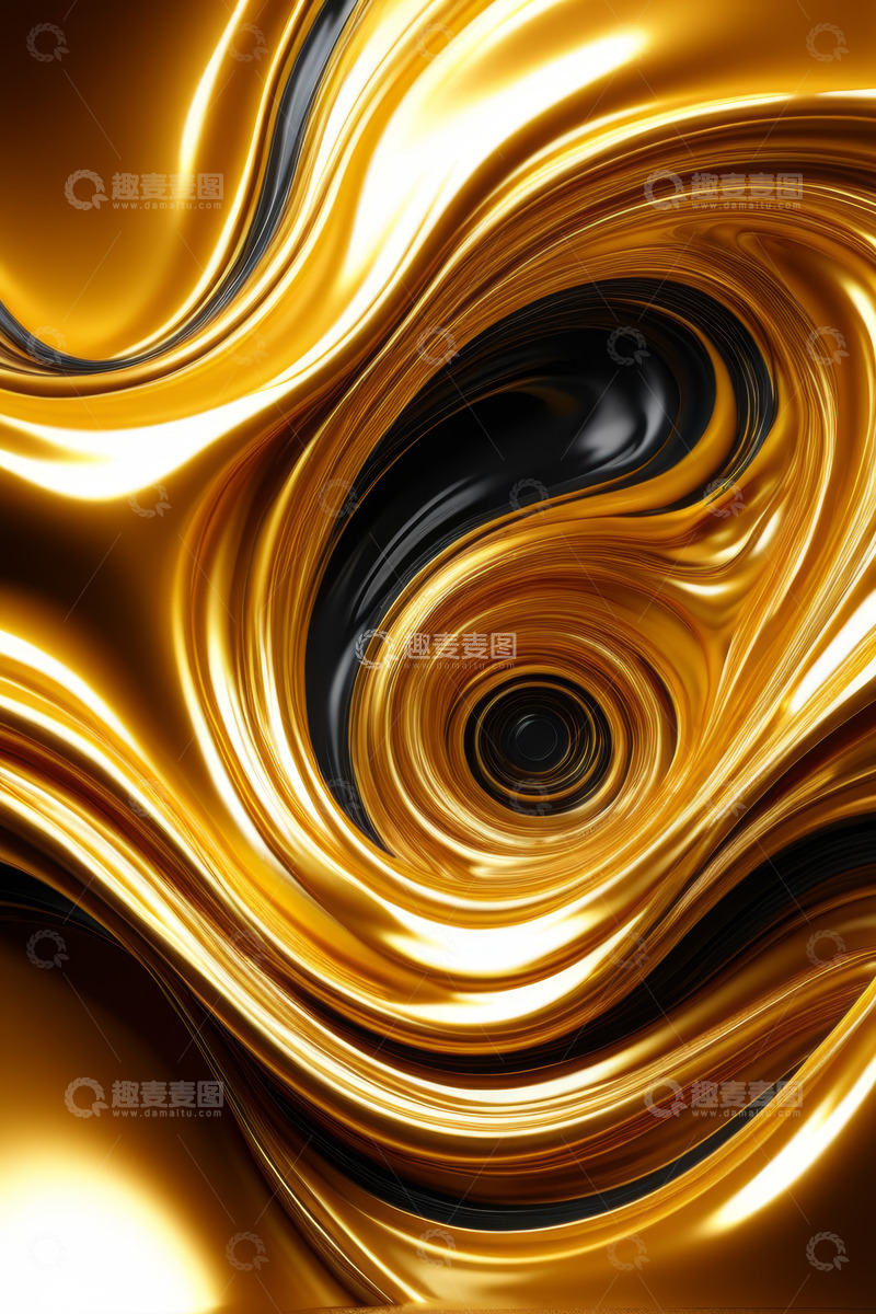 高清大图下载【趣麦麦图】金色抽象流体纹理背景素材