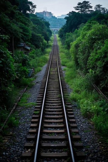 丛林中的铁路轨道