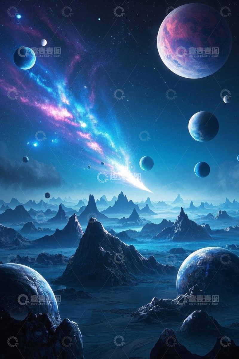 高清大图下载【趣麦麦图】科幻风格外星球与宇宙景观