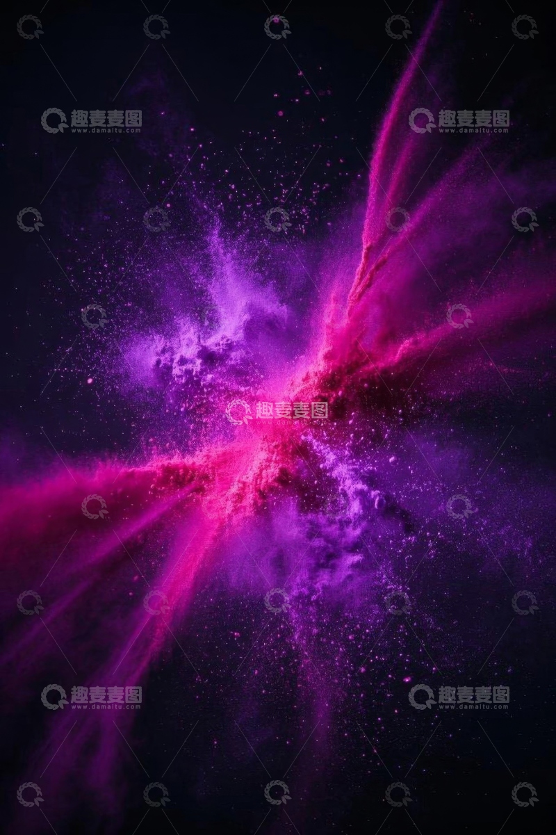 高清大图下载【趣麦麦图】紫色粉色粉末爆炸效果素材
