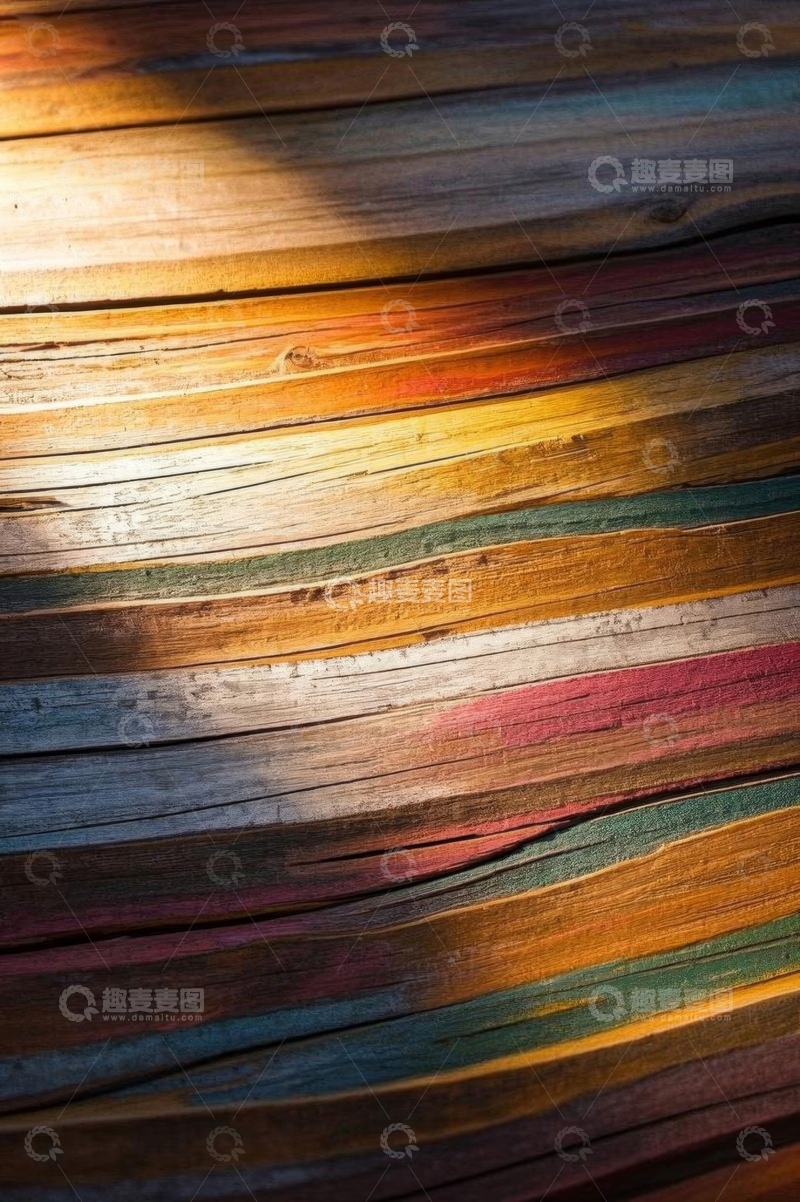 高清大图下载【趣麦麦图】彩色木板纹理特写