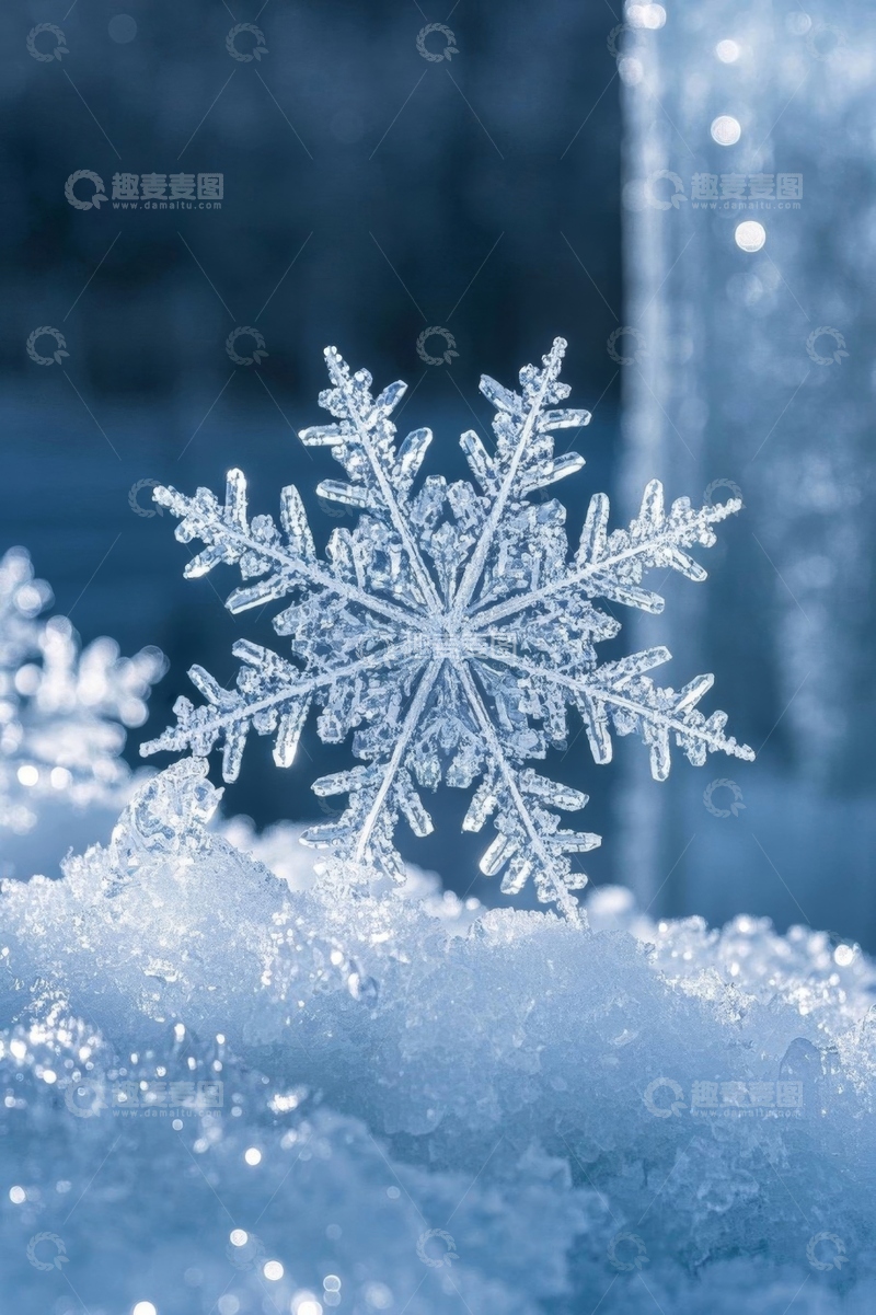 高清大图下载【趣麦麦图】微距雪花特写