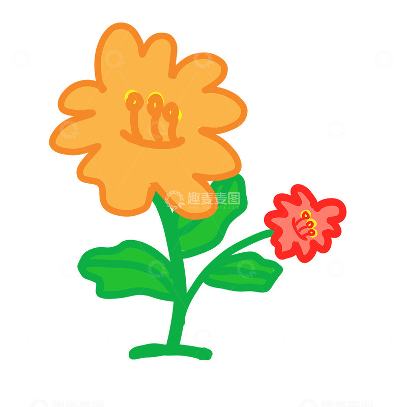高清大图下载【趣麦麦图】卡通风花朵植物插画素材