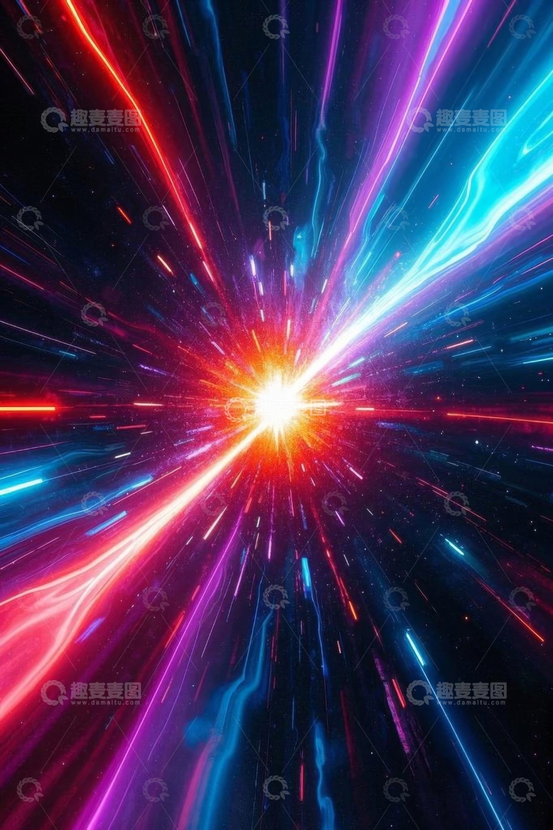 高清大图下载【趣麦麦图】绚丽光线放射星空背景