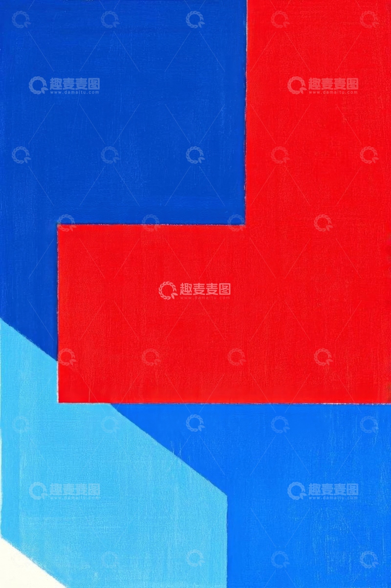 高清大图下载【趣麦麦图】红蓝几何色块抽象画作