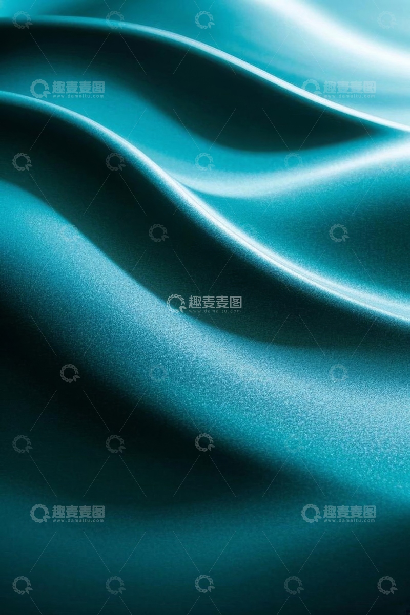 高清大图下载【趣麦麦图】蓝绿色丝绸波浪纹理特写