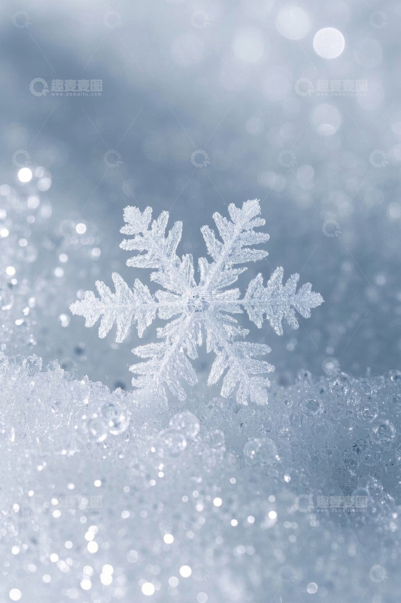 高清大图下载【趣麦麦图】微距雪花特写