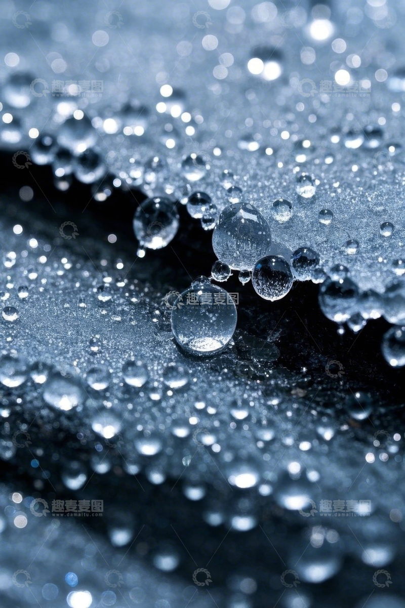 高清大图下载【趣麦麦图】微距下的晶莹水滴特写