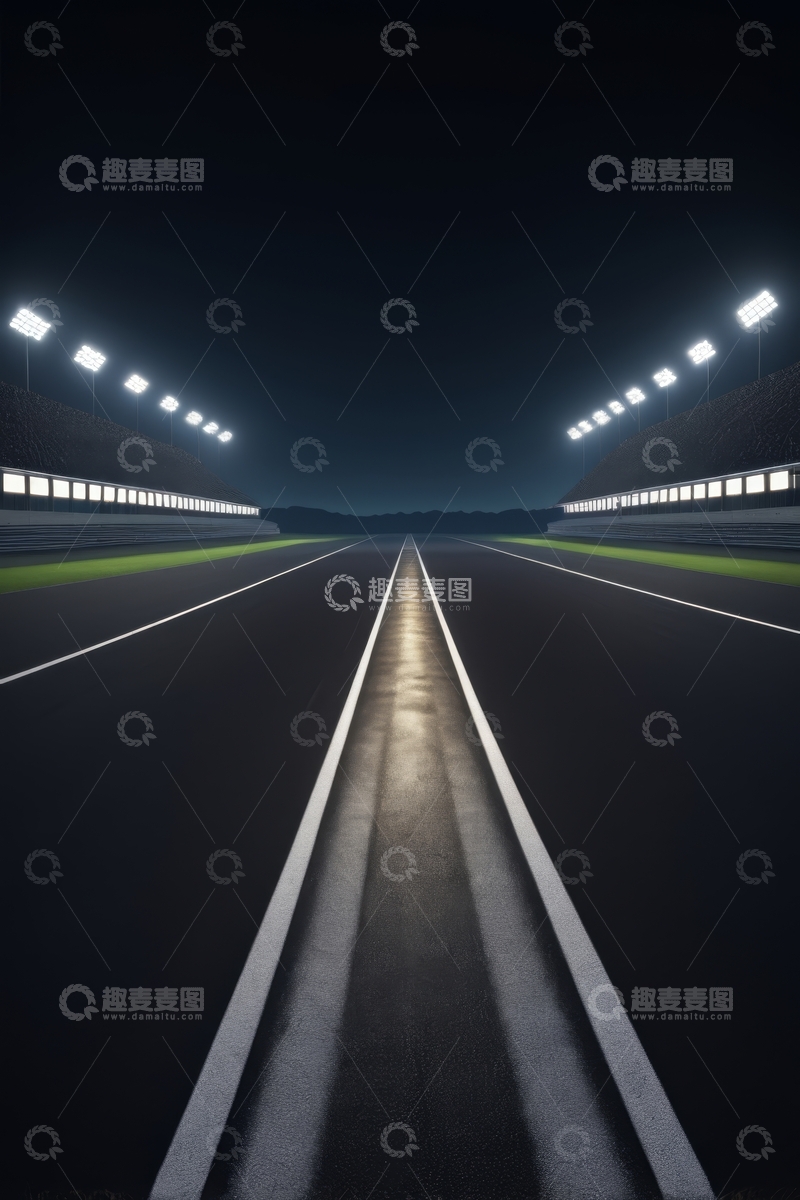 源文件下载【趣麦麦图】夜间空旷赛道场景