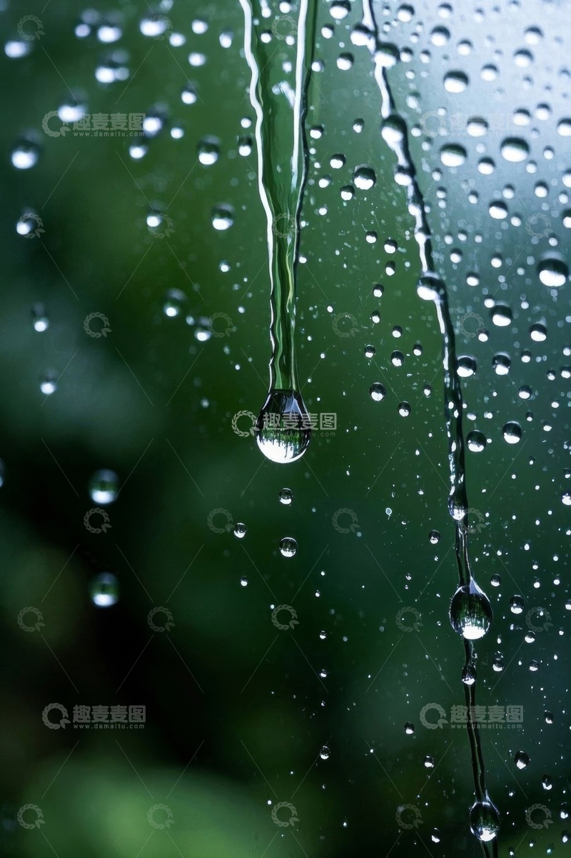 高清大图下载【趣麦麦图】玻璃上的雨滴特写