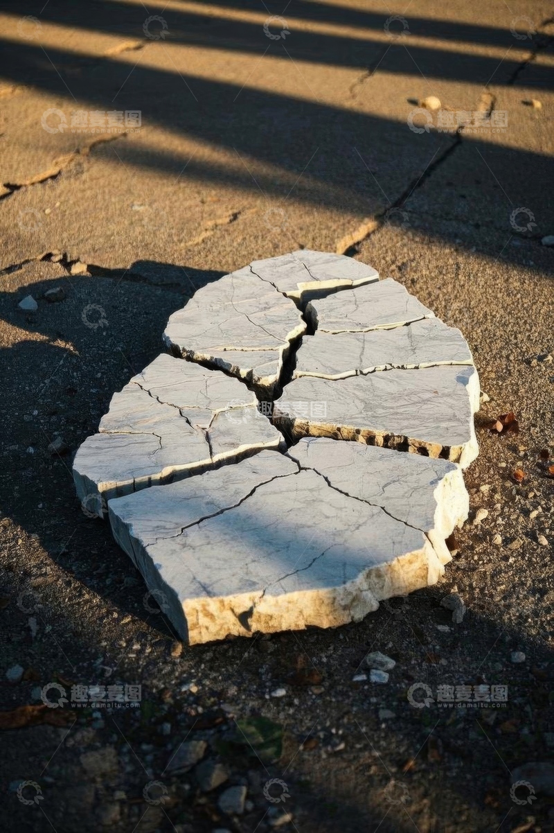 高清大图下载【趣麦麦图】地面上破碎开裂的石头