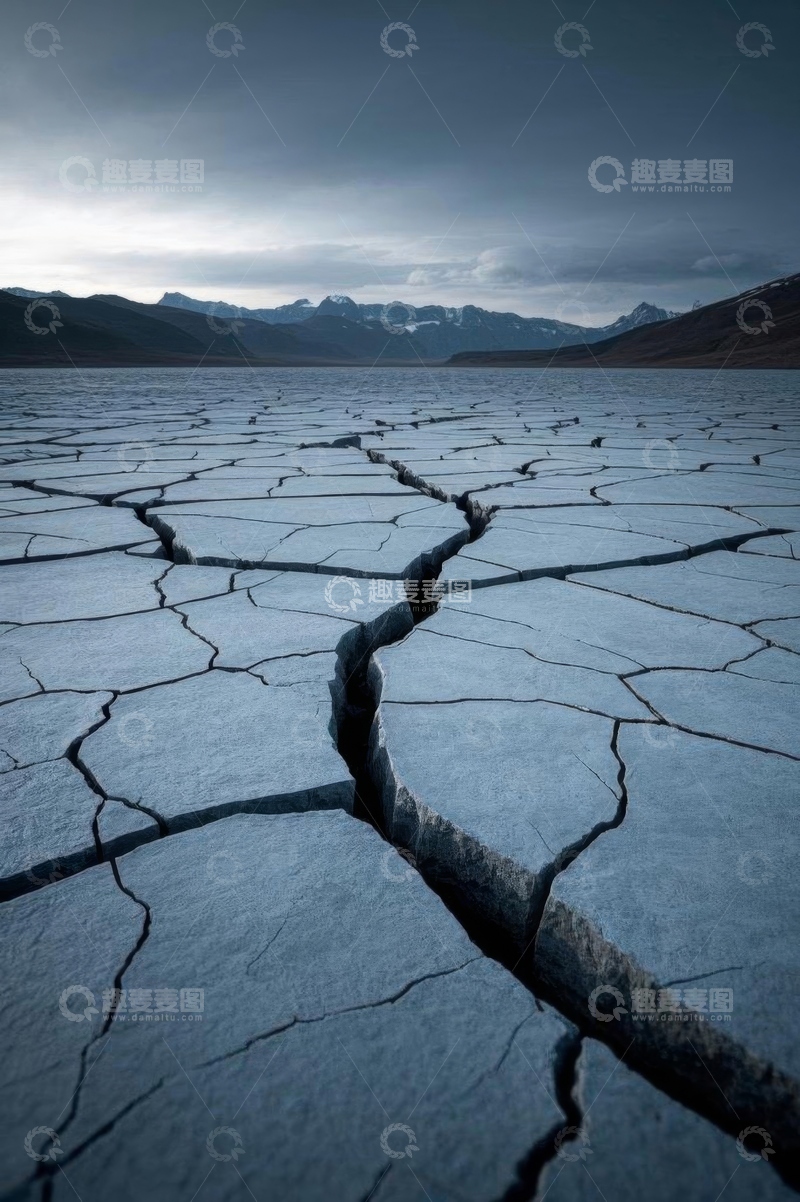 高清大图下载【趣麦麦图】干旱大地的龟裂景象