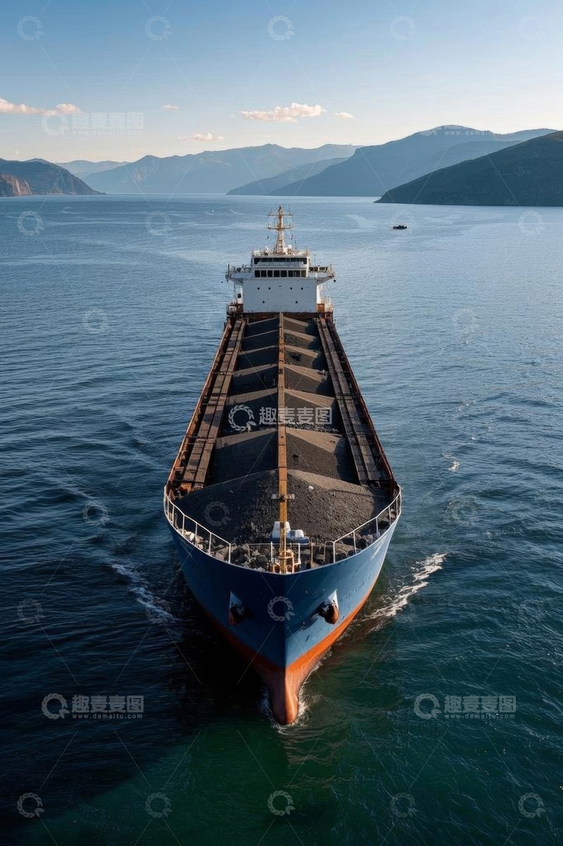 高清大图下载【趣麦麦图】海上运货大船俯瞰