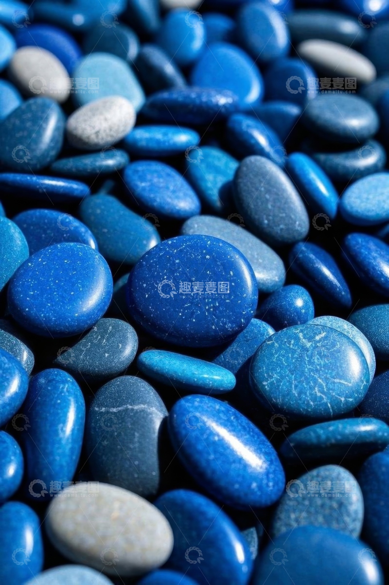 高清大图下载【趣麦麦图】蓝色鹅卵石特写