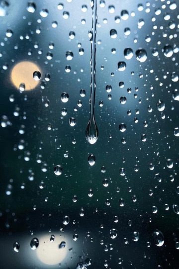 玻璃上的雨滴特写
