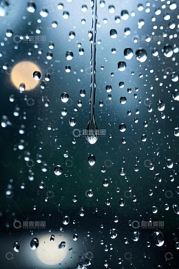 玻璃上的雨滴特写