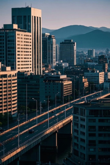 城市高楼与高架桥景观