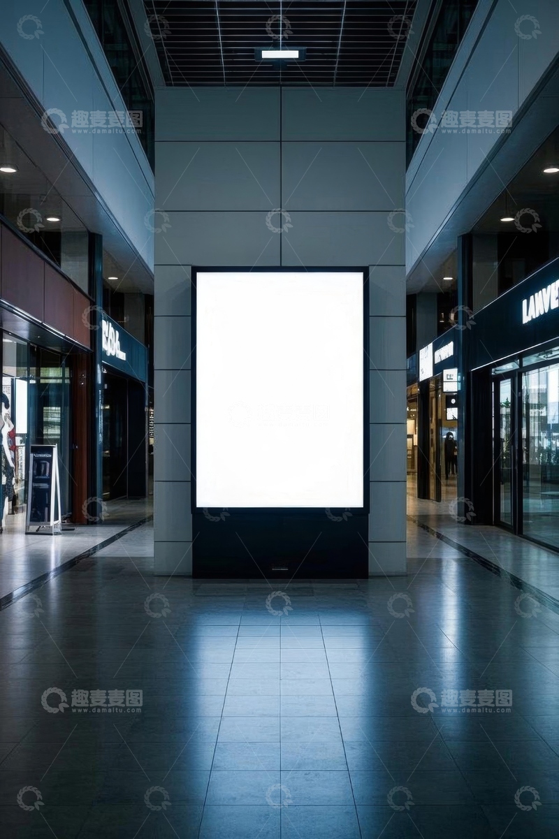 高清大图下载【趣麦麦图】商场内空白广告牌展示场景