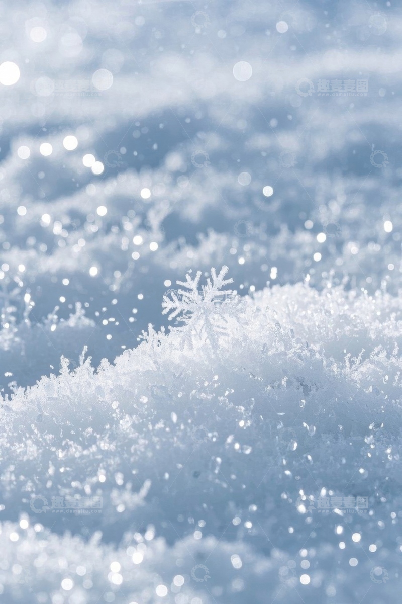 高清大图下载【趣麦麦图】微距雪花特写,冬季自然景象