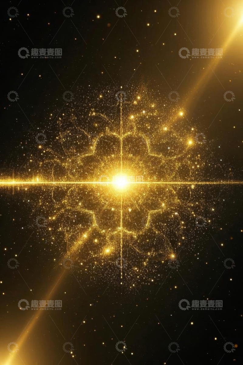 高清大图下载【趣麦麦图】金色粒子光芒抽象背景