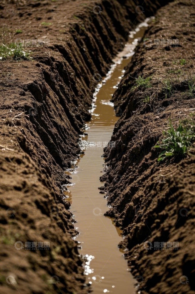 高清大图下载【趣麦麦图】农田灌溉水渠景象