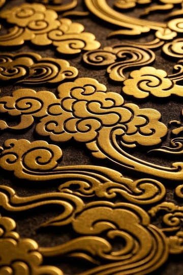 金色云纹装饰图案特写