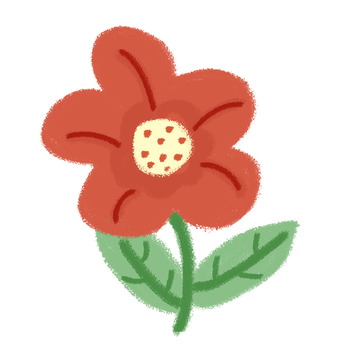 简约红花卡通植物插画