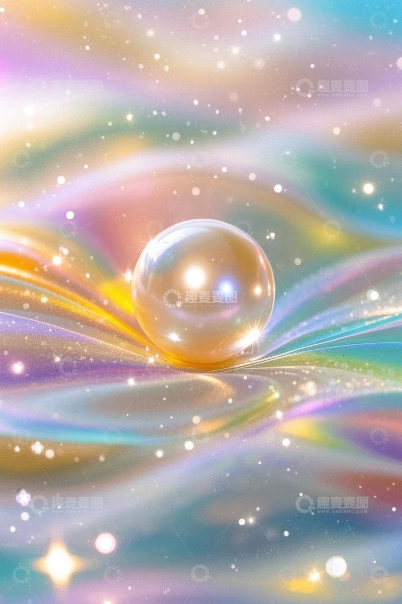 高清大图下载【趣麦麦图】彩色背景上的珍珠特写