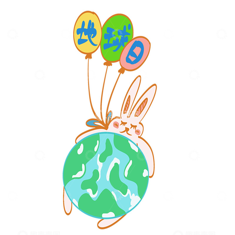 高清大图下载【趣麦麦图】卡通兔地球日宣传插画