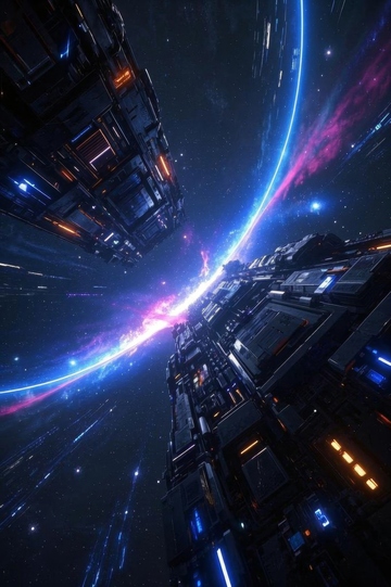 科幻风格未来宇宙城市景象